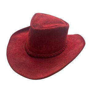 Henschel Mens Red Suede Western Hat Medium Classic Cowboy Style